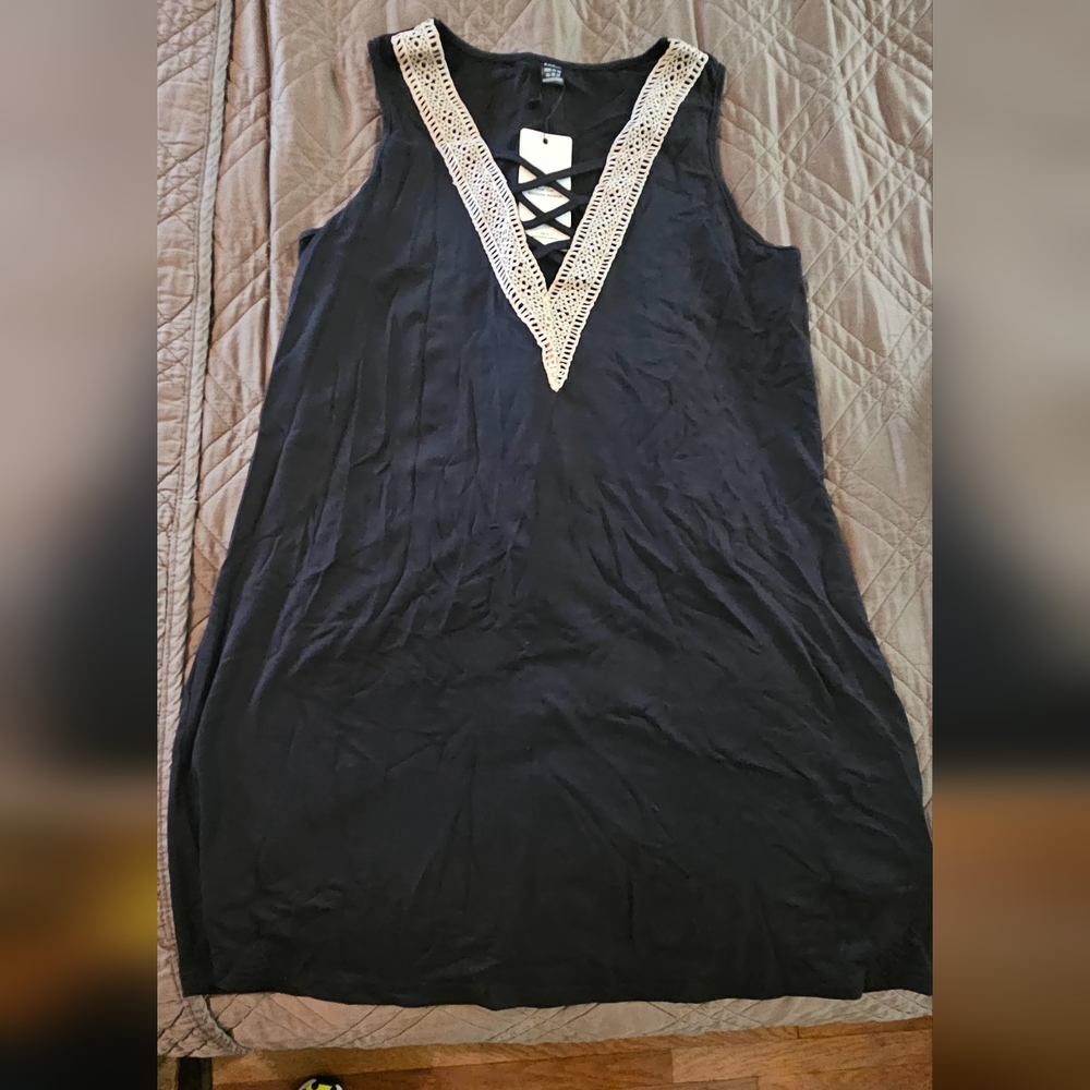 Black Maxi Dress with Crochet Detail
